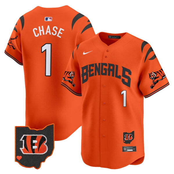 Cincinnati Bengals Ja'Marr Chase Vapor Premier Limited Baseball Jersey - All Stitched - Orange