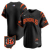 Cincinnati Bengals #1 Team Vapor Premier Limited Baseball Jersey - All Stitched - Black