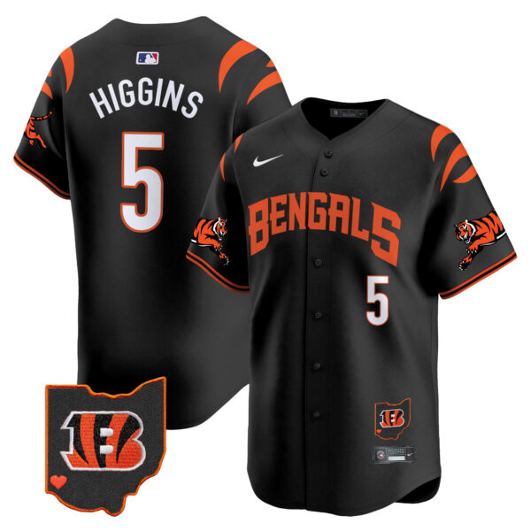 Cincinnati Bengals Tee Higgins Vapor Premier Limited Baseball Jersey - All Stitched - Black