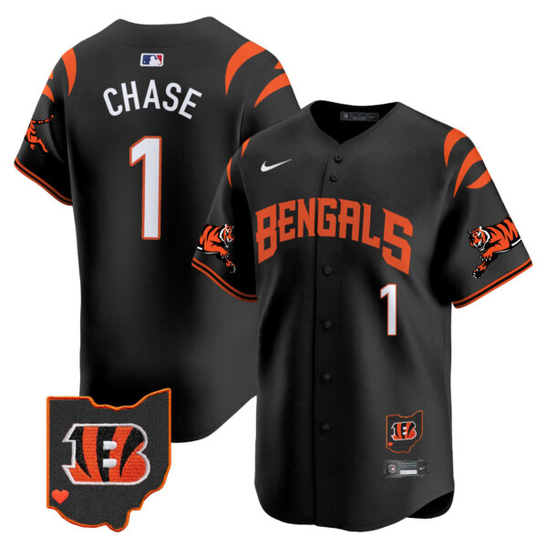 Cincinnati Bengals Ja'Marr Chase Vapor Premier Limited Baseball Jersey - All Stitched - Black