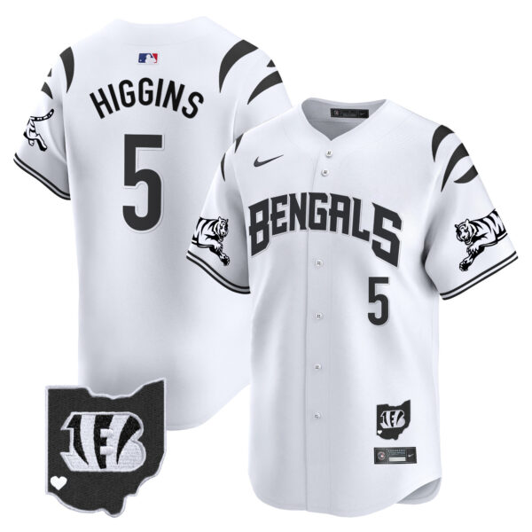 Cincinnati Bengals Tee Higgins Vapor Premier Limited Baseball Jersey - All Stitched - White Limited