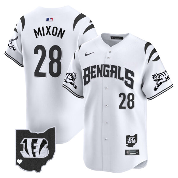 Cincinnati Bengals Joe Mixon Vapor Premier Limited Baseball Jersey - All Stitched - White Limited