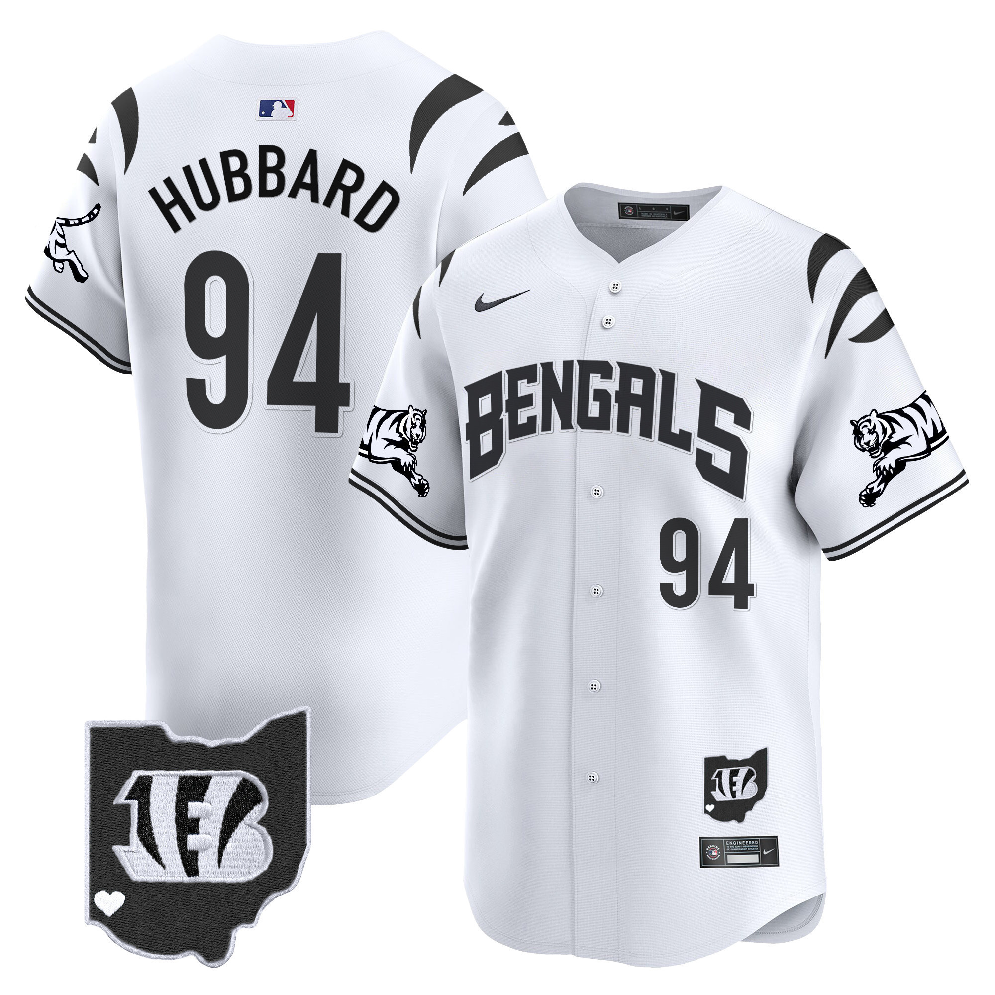 Cincinnati Bengals Sam Hubbard Vapor Premier Limited Baseball Jersey - All Stitched - White Limited