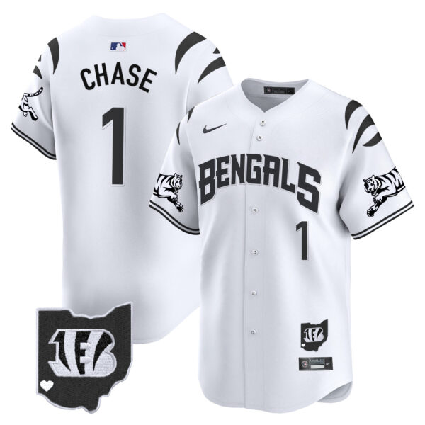 Cincinnati Bengals Ja'Marr Chase Vapor Premier Limited Baseball Jersey - All Stitched - White Limited