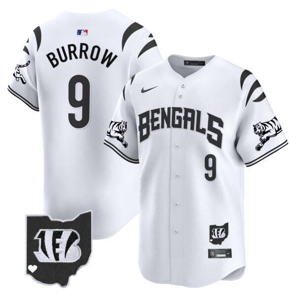 Cincinnati Bengals Joe Burrow Vapor Premier Limited Baseball Jersey - All Stitched - White Limited