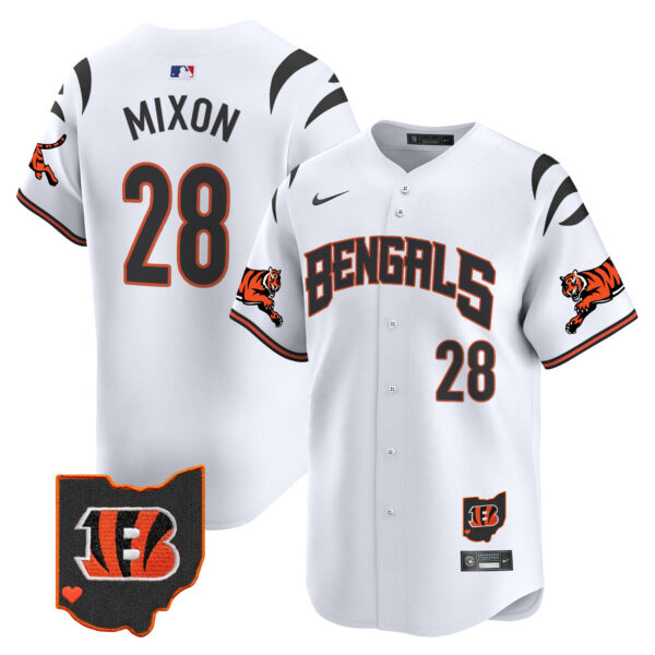 Cincinnati Bengals Joe Mixon Vapor Premier Limited Baseball Jersey - All Stitched - White