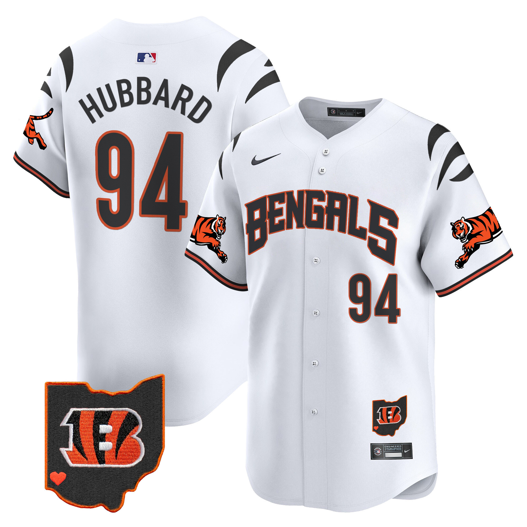 Cincinnati Bengals Sam Hubbard Vapor Premier Limited Baseball Jersey - All Stitched - White