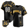 Cincinnati Bengals Vapor Premier Limited Custom Baseball Jersey - All Stitched - Black Gold