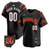 Cincinnati Bengals Vapor Premier Limited Custom Baseball Jersey - All Stitched - Black