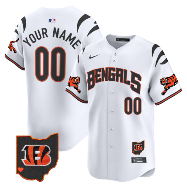 Cincinnati Bengals Vapor Premier Limited Custom Baseball Jersey - All Stitched - White