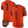 Cincinnati Bengals #1 Team Stripes Vapor Limited Jersey - All Stitched - Orange
