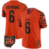 Cincinnati Bengals Jake Browning Stripes Vapor Limited Jersey - All Stitched - Orange