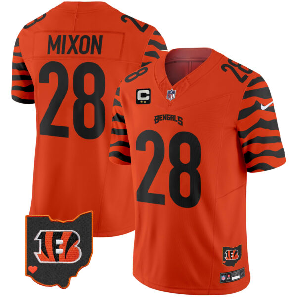 Cincinnati Bengals Joe Mixon Stripes Vapor Limited Jersey - All Stitched - Orange