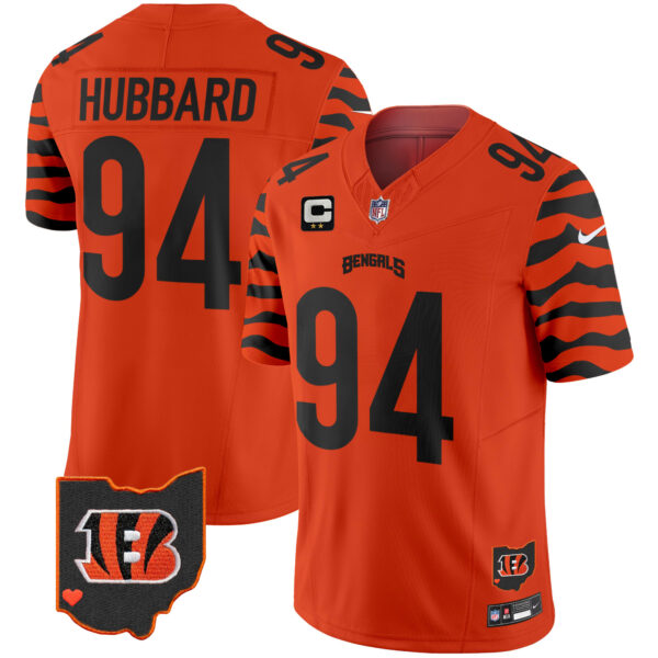Cincinnati Bengals Sam Hubbard Stripes Vapor Limited Jersey - All Stitched - Orange