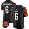 Cincinnati Bengals Jake Browning Stripes Vapor Limited Jersey - All Stitched - Black