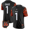 Cincinnati Bengals Ja'Marr Chase Stripes Vapor Limited Jersey - All Stitched - Black