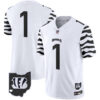 Cincinnati Bengals #1 Team Stripes Vapor Limited Jersey - All Stitched - White