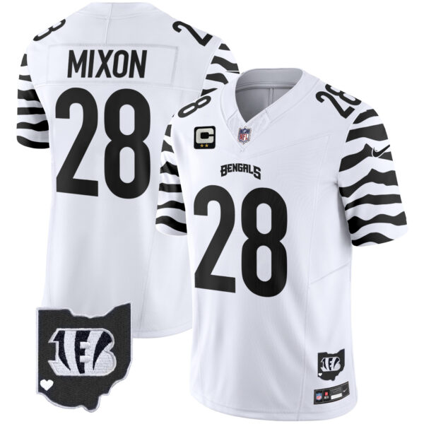 Cincinnati Bengals Joe Mixon Stripes Vapor Limited Jersey - All Stitched - White