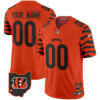 Cincinnati Bengals Stripes Vapor Limited Custom Jersey - All Stitched - Orange