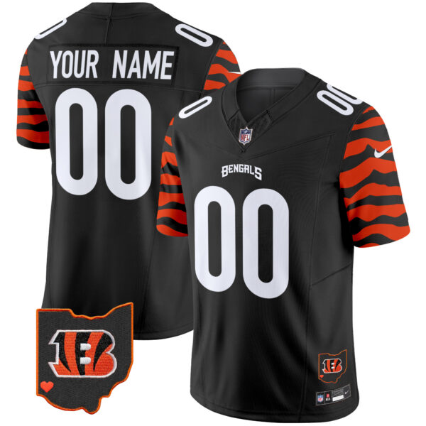 Cincinnati Bengals Stripes Vapor Limited Custom Jersey - All Stitched - Black