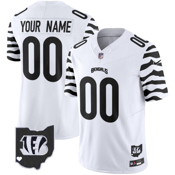 Cincinnati Bengals Stripes Vapor Limited Custom Jersey - All Stitched - White