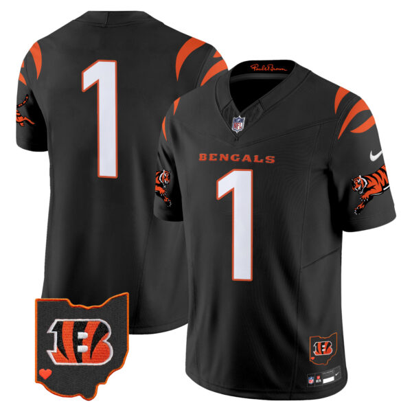 Cincinnati Bengals #1 Team 2026 Vapor Limited Jersey - All Stitched - Black