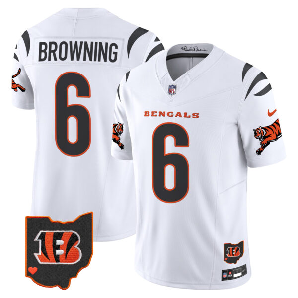 Cincinnati Bengals Jake Browning 2026 Vapor Limited Jersey - All Stitched - White