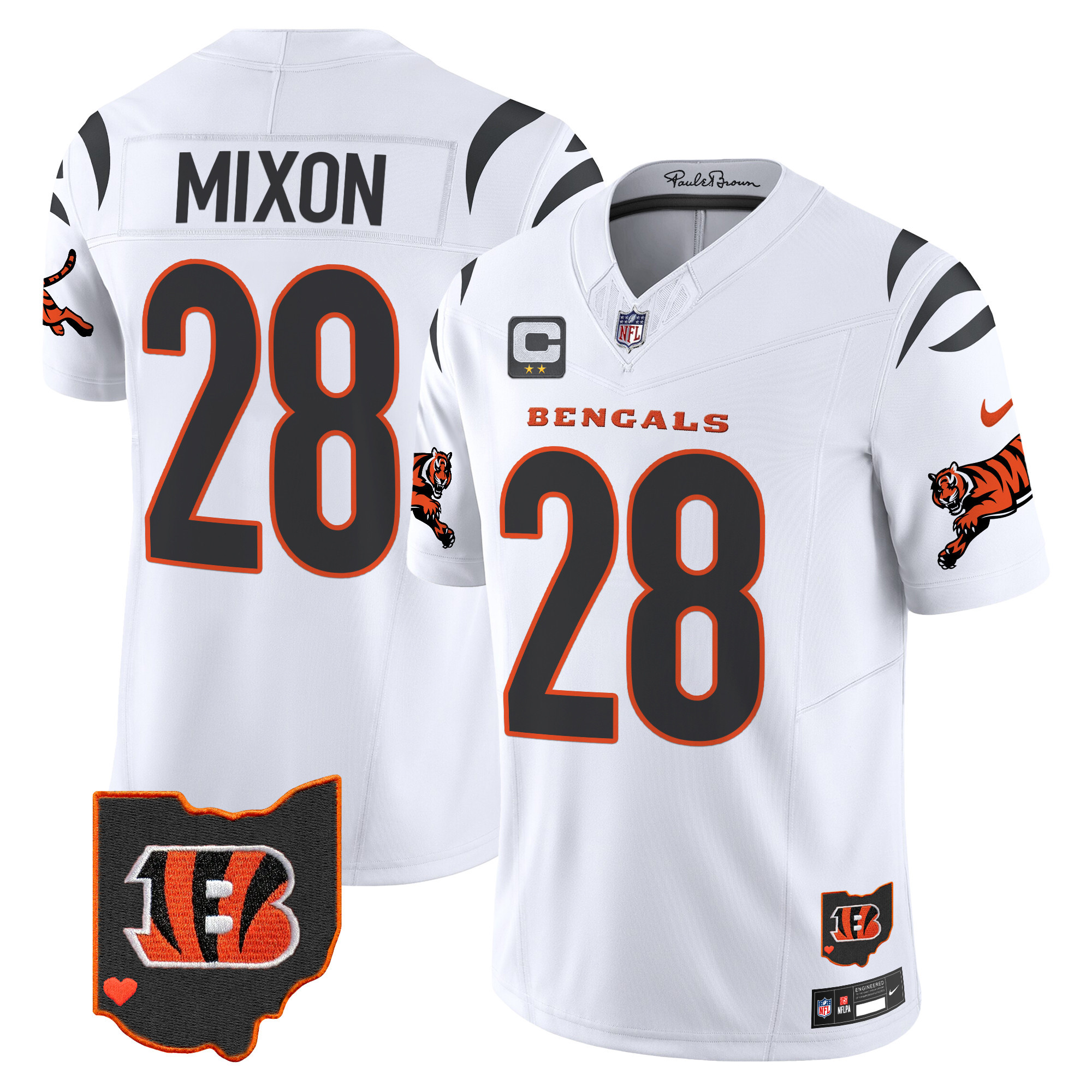 Cincinnati Bengals Joe Mixon 2026 Vapor Limited Jersey - All Stitched - White