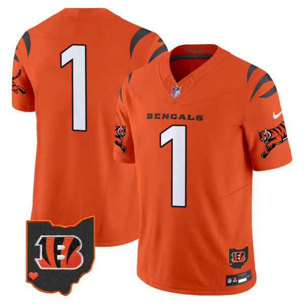 Cincinnati Bengals #1 Team 2026 Vapor Limited Jersey - All Stitched - Orange