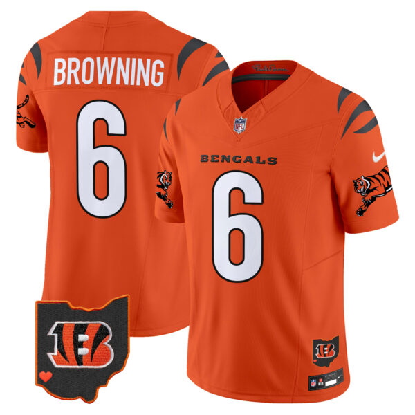 Cincinnati Bengals Jake Browning 2026 Vapor Limited Jersey - All Stitched - Orange