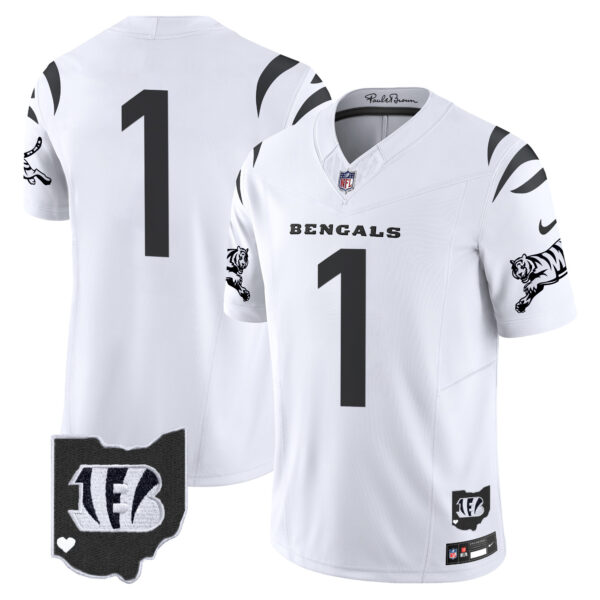 Cincinnati Bengals #1 Team 2026 Vapor Limited Jersey - All Stitched - White Limited