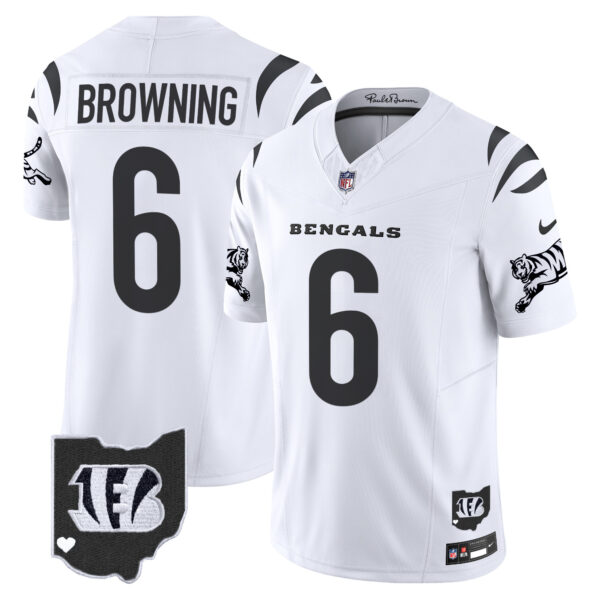 Cincinnati Bengals Jake Browning 2026 Vapor Limited Jersey - All Stitched - White Limited