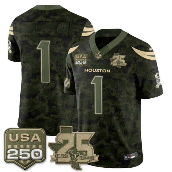 Houston Texans Team 2026 Salute to Service Edition Vapor Jersey - All Stitched - Camo