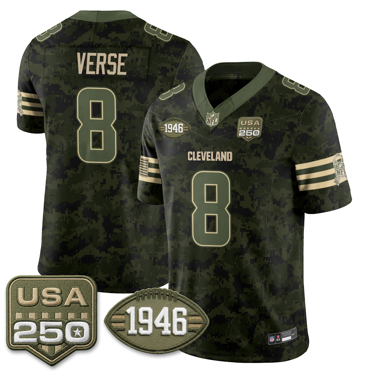 Cleveland Browns Jared Verse 2026 Salute to Service Vapor Jersey - All Stitched - Camo