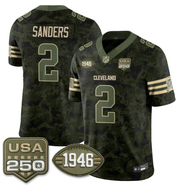 Cleveland Browns Shedeur Sanders 2026 Salute to Service Vapor Jersey - All Stitched - Camo