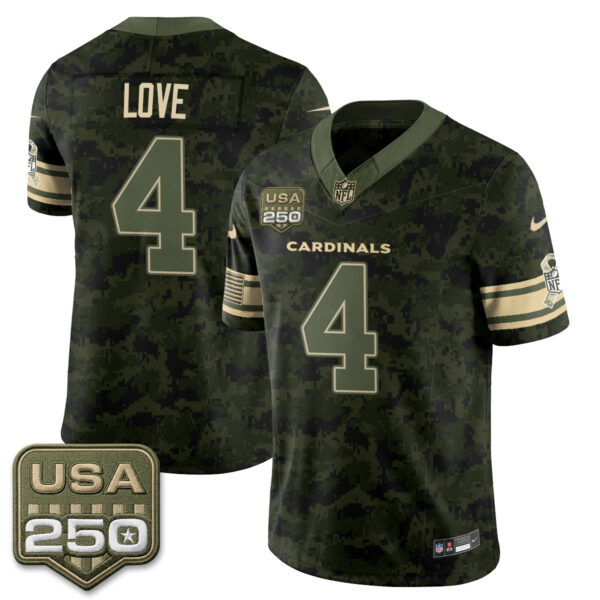 Arizona Cardinals Jeremiyah Love 2026 Salute to Service Vapor Jersey - All Stitched - Camo