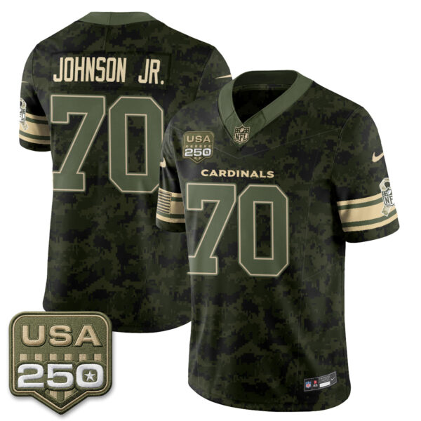 Arizona Cardinals Paris Johnson Jr. 2026 Salute to Service Vapor Jersey - All Stitched - Camo