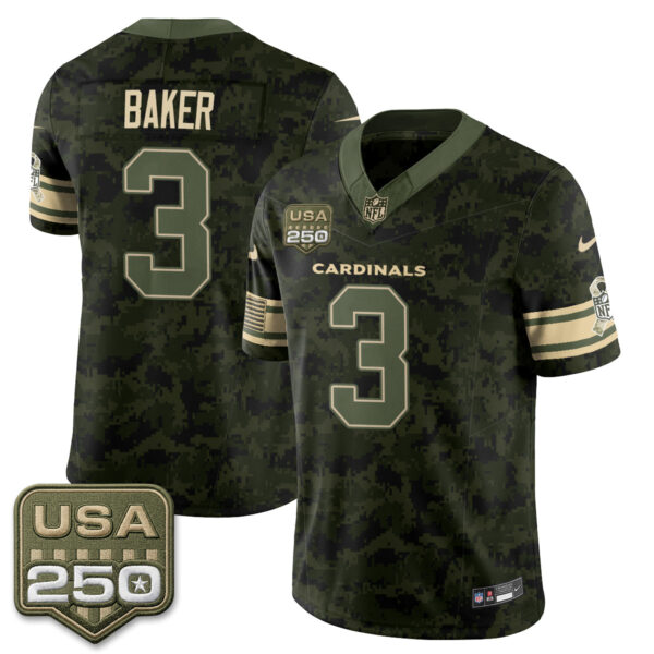 Arizona Cardinals Budda Baker 2026 Salute to Service Vapor Jersey - All Stitched - Camo