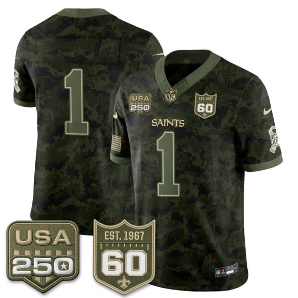 New Orleans Saints Team 2026 Salute to Service Vapor Jersey - All Stitched - Camo