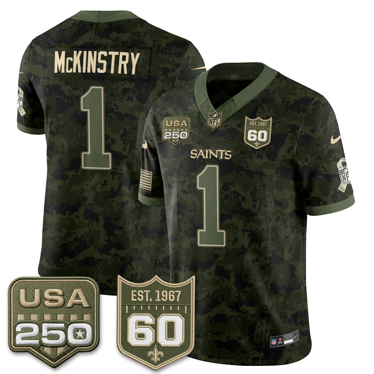 New Orleans Saints Kool-Aid McKinstry 2026 Salute to Service Vapor Jersey - All Stitched - Camo