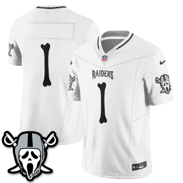 Las Vegas Raiders Team Ghost Face Edition Vapor Jersey - All Stitched - White