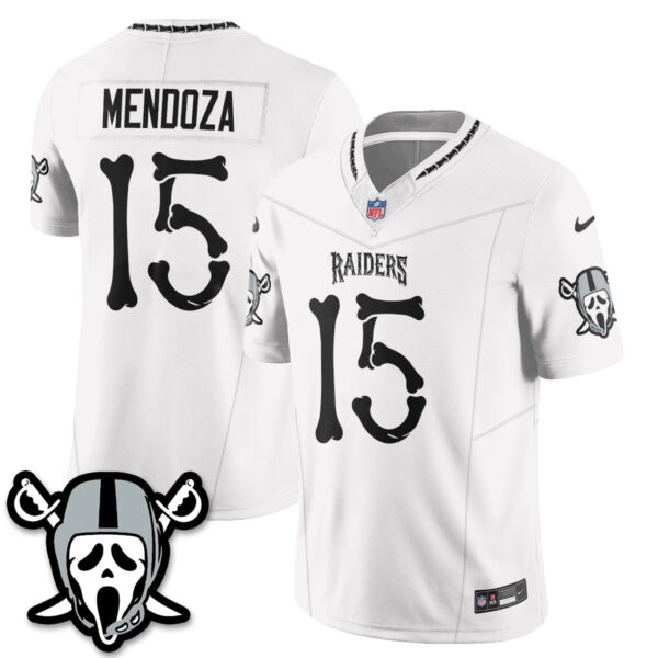 Las Vegas Raiders Fernando Mendoza Ghost Face Edition Vapor Jersey - All Stitched - White