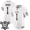Las Vegas Raiders Tre Tucker Ghost Face Edition Vapor Jersey - All Stitched - White