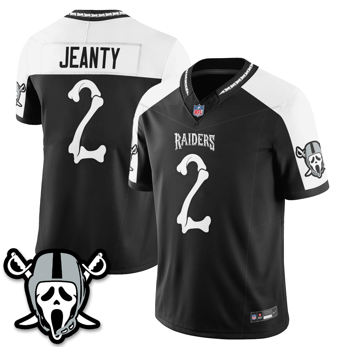Las Vegas Raiders Ashton Jeanty Ghost Face Edition Vapor Jersey - All Stitched - Alternate