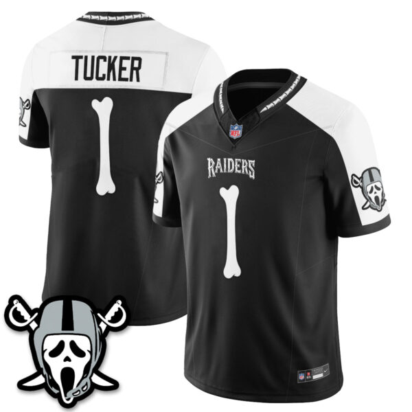 Las Vegas Raiders Tre Tucker Ghost Face Edition Vapor Jersey - All Stitched - Alternate