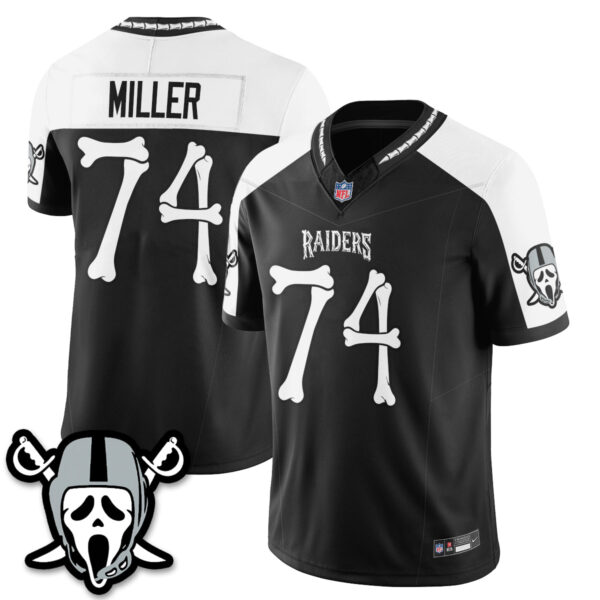 Las Vegas Raiders Kolton Miller Ghost Face Edition Vapor Jersey - All Stitched - Alternate