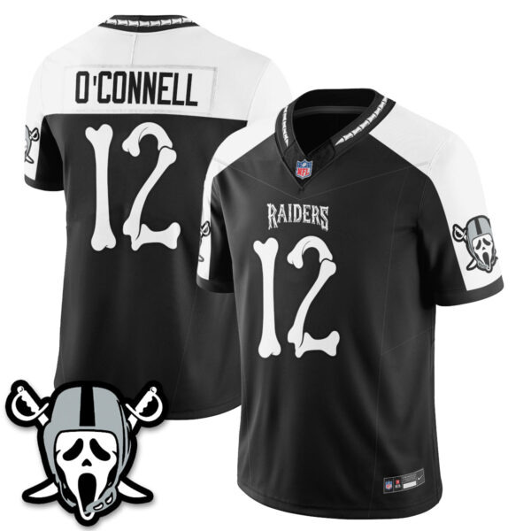 Las Vegas Raiders Aidan O'Connell Ghost Face Edition Vapor Jersey - All Stitched - Alternate
