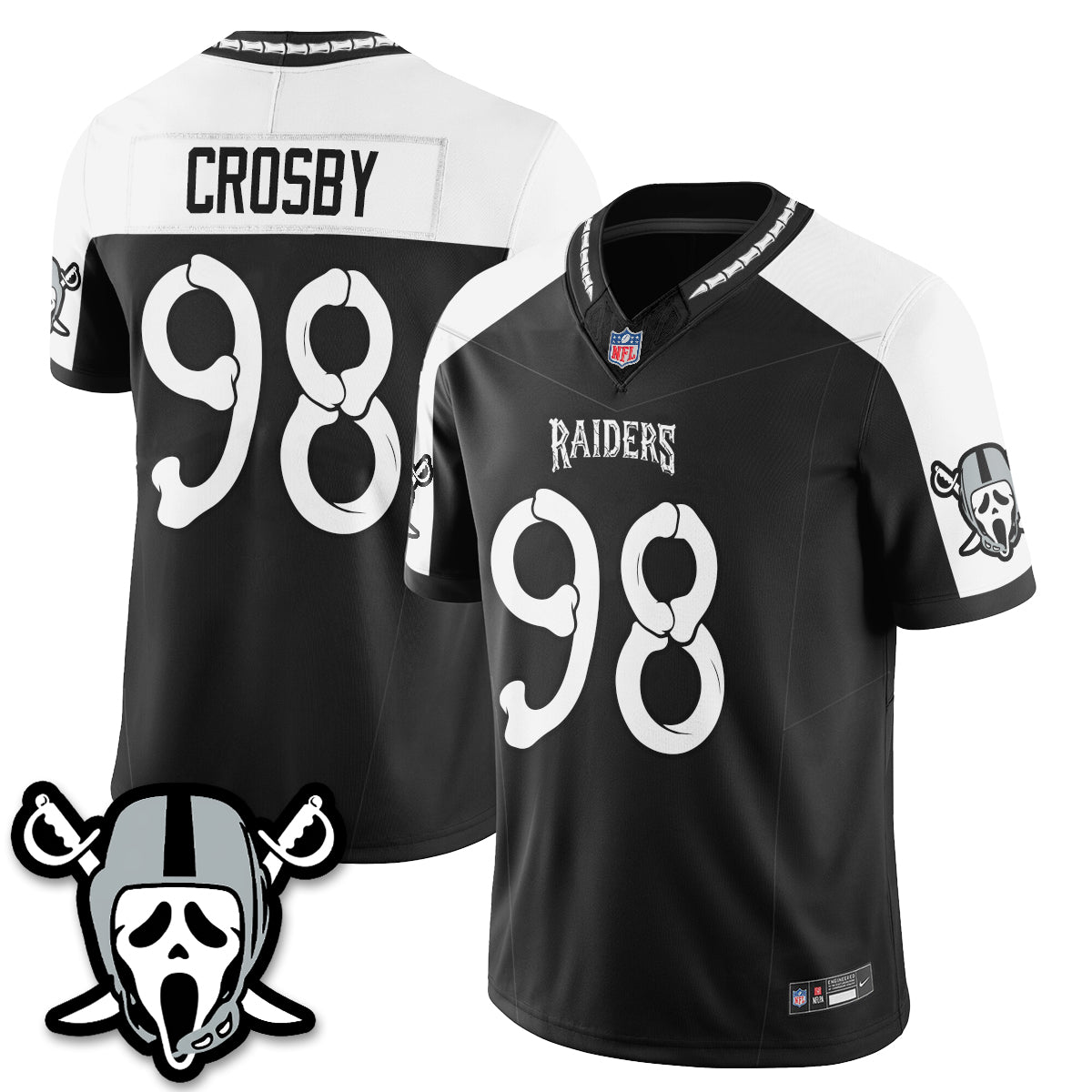 Las Vegas Raiders Maxx Crosby Ghost Face Edition Vapor Jersey - All Stitched - Alternate