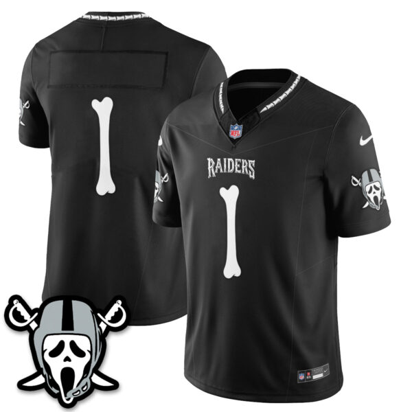 Las Vegas Raiders Team Ghost Face Edition Vapor Jersey - All Stitched - Black