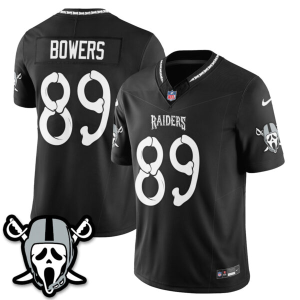 Las Vegas Raiders Brock Bowers Ghost Face Edition Vapor Jersey - All Stitched - Black